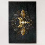 Puzzle Crâne d'oiseaux dorés sur arrière - plan noir (Vertical)