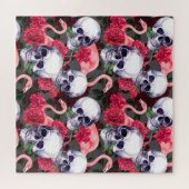 Puzzle Crâne floral, motif flamand sans soudure. (Horizontal)
