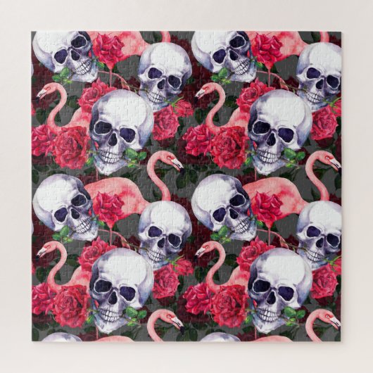 Puzzle Crâne floral, motif flamand sans soudure. (Vertical)