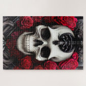 Puzzle Crâne foncé et gothique et Rose (Horizontal)