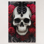Puzzle Crâne foncé et gothique et Rose (Vertical)