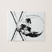 Puzzle Crâne noir et blanc et os (Horizontal)