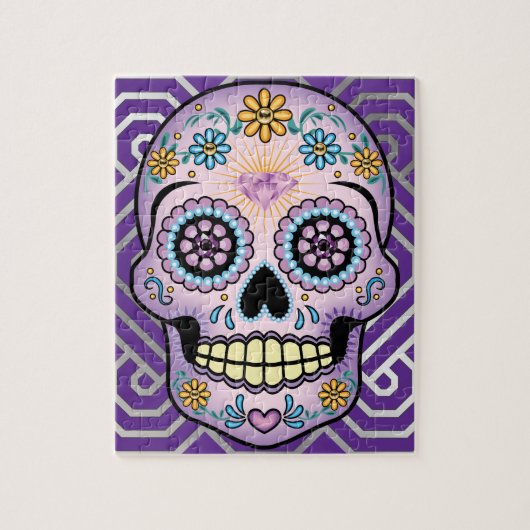 Puzzle Crâne pourpre de sucre (Vertical)