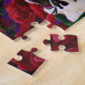 Puzzle Crâne sucre Roses rouges pourpre (Côté)