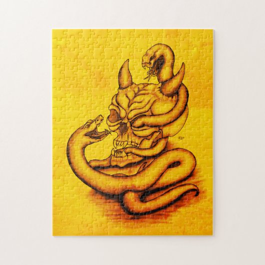 Puzzle Crâne - Tête diabolique avec serpent (Vertical)