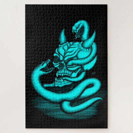 Puzzle Crâne - Tête diabolique avec serpent (Vertical)