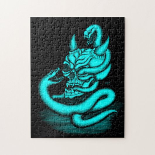 Puzzle Crâne - Tête diabolique avec serpent (Vertical)