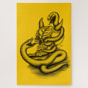 Puzzle Crâne - Tête diabolique avec serpent