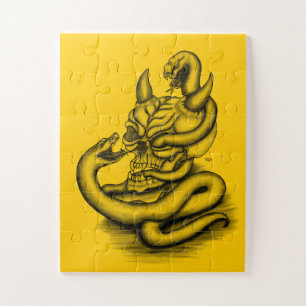 Puzzle Crâne - Tête diabolique avec serpent