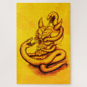 Puzzle Crâne - Tête diabolique avec serpent