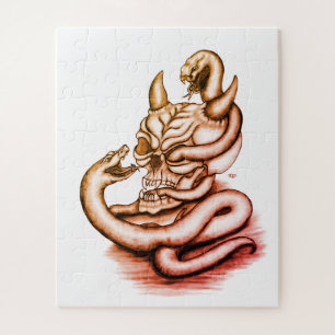 Puzzle Crâne - Tête diabolique avec serpent