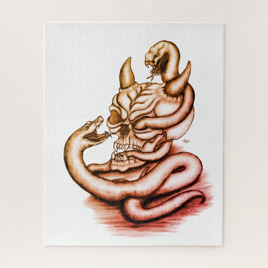Puzzle Crâne - Tête diabolique avec serpent (Vertical)
