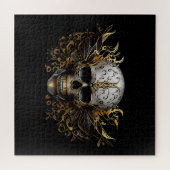 Puzzle Crâne Tribal Souriant d'or complexe (Horizontal)