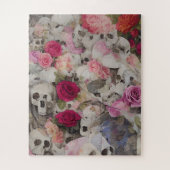 Puzzle Crânes Abstraits et fleurs Roses (Vertical)