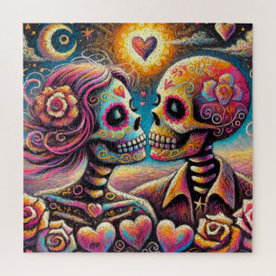 Puzzle Crânes de sucre en amour Chalk Impressionniste Pas