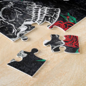 Puzzle Crânes et roses rouges | Grunge gothique moderne (Côté)