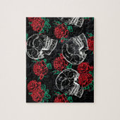 Puzzle Crânes et roses rouges | Grunge gothique moderne (Vertical)