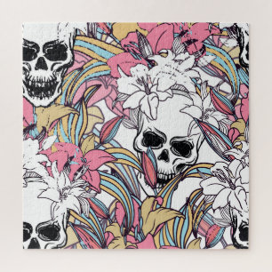 Puzzle Crânes Lily Fleurs : Boho Vintage.