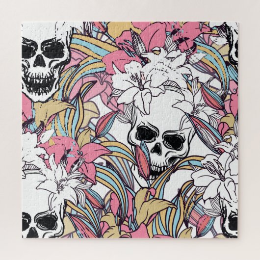 Puzzle Crânes Lily Fleurs : Boho Vintage. (Vertical)