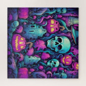 Puzzle Crânes pastel d'Halloween et Citrouille (Horizontal)