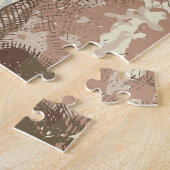 Puzzle Crânes rétro et ornement Rose (Côté)