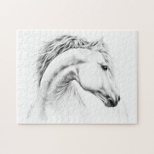 Puzzle Crayon portrait de cheval dessin d'art équestre (Horizontal)