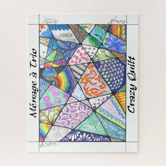 Puzzle Crazy Quilt avec des œuvres d'art de Menage (Vertical)
