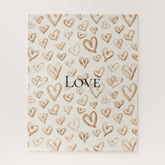 Puzzle Cream Brown Hearts Valentine's Day   (Vertical)