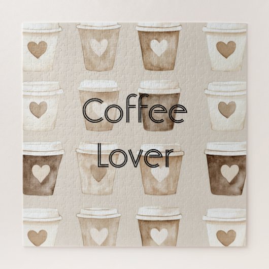 Puzzle Cream Coffee Heart Cups (Vertical)