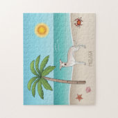 Puzzle Cream Italien Greyhound À Une Plage Tropicale D'Ét (Vertical)