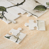 Puzzle Cream White Grey Faux Stones Red Roses (Côté)