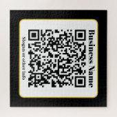 Puzzle Create Your Own QR Code | Black White Gold Border (Horizontal)
