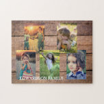 Puzzle Create your own rustic wood family photo collage<br><div class="desc">Faites votre propre plus beau casse-tête de collage photo de famille. Nom de famille,  photo collage personnalisé puzzle Vous pouvez le personnaliser et ajouter vos plus belles photos. Super !</div>