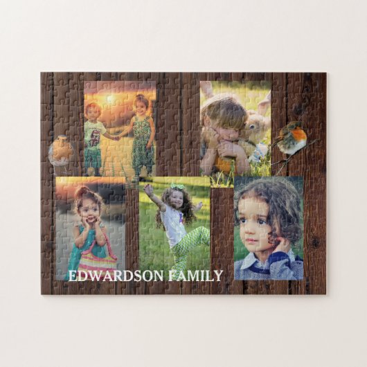 Puzzle Create your own rustic wood family photo collage (Horizontal)