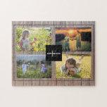 Puzzle Create your own rustic wood family photo collage<br><div class="desc">Faites votre propre plus beau casse-tête de collage photo de famille. Nom de famille et monogramme,  photo collage puzzle Vous pouvez le personnaliser et ajouter vos plus belles photos,  ajouter votre nom et monogramme. Super !</div>