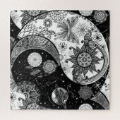 Puzzle Creative Black white Yin Yang Night Day Mandala (Horizontal)