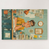 Puzzle Creative Writer in Busy Office (Horizontal)