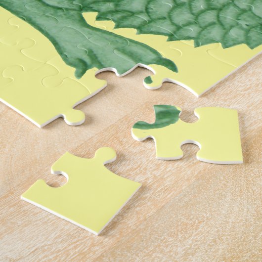 Puzzle créature imaginaire mythique dragon vert mignon (Côté)
