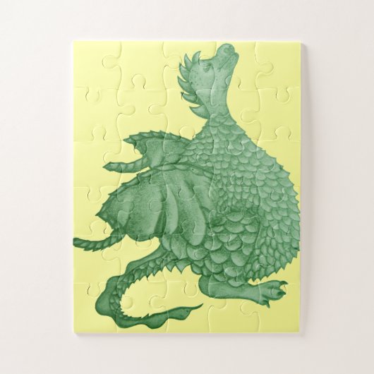 Puzzle créature imaginaire mythique dragon vert mignon (Vertical)