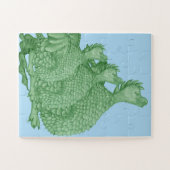 Puzzle créature imaginaire mythique dragon vert mignon (Horizontal)