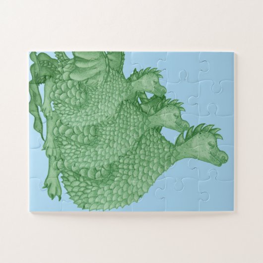 Puzzle créature imaginaire mythique dragon vert mignon (Horizontal)