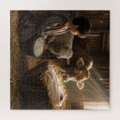 Puzzle Crèche du garçon batteur dans une étable (Horizontal)