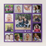 Puzzle Créez votre propre collection de photos de famille<br><div class="desc">Créez votre propre casse-tête photo collage avec 13 de vos photos préférées sur un arrière - plan violet.Personnalisez-vous avec le nom de famille et la date établie. Le puzzle de collage photo de famille est parfait pour les activités en solo ou en famille. Les puzzles Jigsaw vous aident à vous...</div>