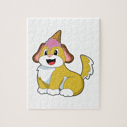 Puzzle Crème glacée Chien avec gaufre (Vertical)