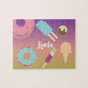 Puzzle Crème glacée Donut Summer Ombre Arc-en-ciel Coloré