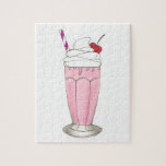 Puzzle Crème glacée Shoppe fraise rose Milkshake Foin<br><div class="desc">Il présente une illustration originale d'un délicieux milk-shake à la fraise rose, surmonté d'une crème fouettée, d'une cerise rouge et d'une paille tourbillonnant. Un magasin de glaces, un diner et une fontaine de soda classique! Idéal pour tous les gourmands. Ne vois-tu pas ce que tu cherches ? Vous avez besoin...</div>