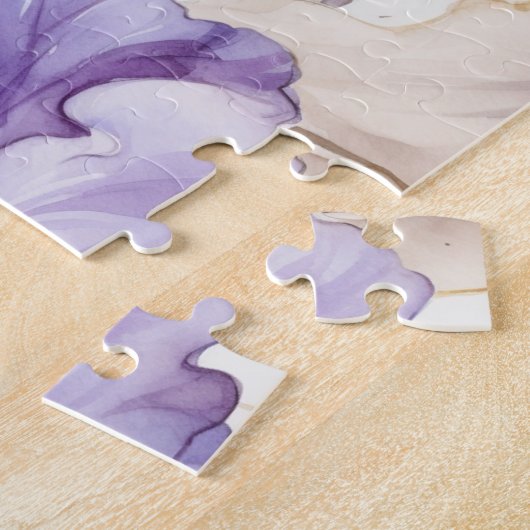 Puzzle Crème violette romantique Iris Citation de beauté  (Côté)