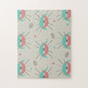 Puzzle Crescents modernes du Moyen-siècle rose Turquoise