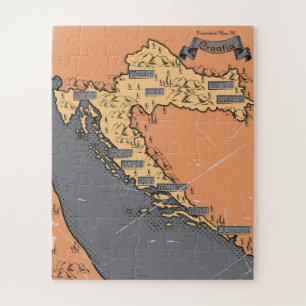 Puzzle Croatie carte ancienne vintage