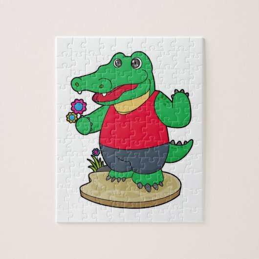 Puzzle Crocodile aux fleurs (Vertical)